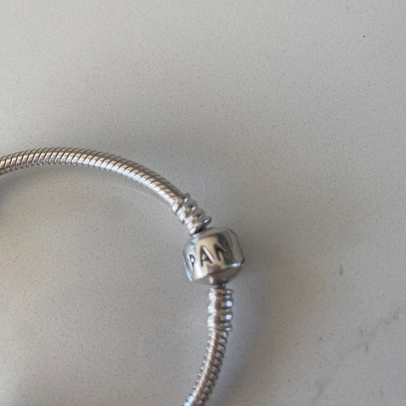 Pandora Silver Snake Chain Bracelet with 2 Spacer Charms - Picture 2 of 13